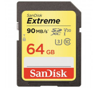 Карта памяти SDXC 64Gb SanDisk; Extreme; Class 10 UHS-I U3 R90/W40MB/s 4K (SDSDXVE-064G-GNCIN)