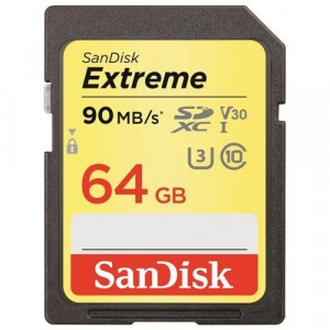 Карта памяти SDXC 64Gb SanDisk; Extreme; Class 10 UHS-I U3 R90/W40MB/s 4K (SDSDXVE-064G-GNCIN)