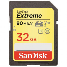Карта памяти SDHC 32Gb SanDisk; Extreme; Class 10 UHS-I U3 R90/W40MB/s 4K (SDSDXVE-032G-GNCIN)