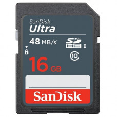 Карта памяти SDHC 16Gb SanDisk; Ultra; Class 10 UHS-I R48MB/s (SDSDUNB-016G-GN3IN)
