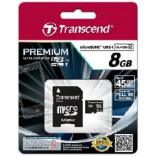 Карта памяти micro SDHC 8Gb Transcend (TS8GUSDU1); Class10; UHS-I PremiumX300; with SD-adapter