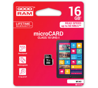 Карта памяти micro SDHC 16Gb GoodRAM; Class 10 UHS-I; No adapter (M1A0-0160R11)