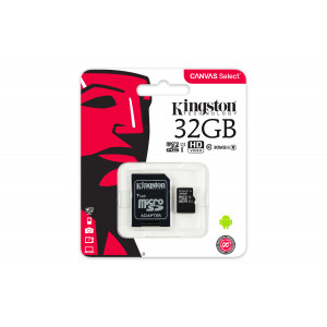 Карта памяти micro SDHC 32GB Kingston Canvas Select Class 10 UHS-I U1 + SD-адаптер (SDCS/32GB) 