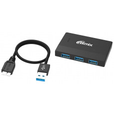 USB разветвители (HUB) HUB USB 3.0 Ritmix; 4 порта; Black  (CR-3403)