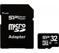 Карта памяти micro SDHC 32Gb Silicon Power; Class 10; with SD-adapter (SP032GBSTH010V10-SP***)