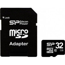Карта памяти micro SDHC 32Gb Silicon Power; Class 10; with SD-adapter (SP032GBSTH010V10-SP***)