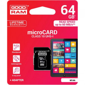 Карта памяти micro SDXC 64Gb GoodRAM; Class10 UHS-1; With SD-adapter (M1AA-0640R11)