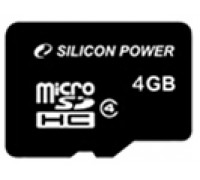 Карта памяти micro SDHC 4Gb Silicon Power; Class 4; No adapter (SP004GBSTH004V10)