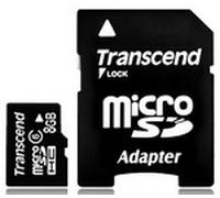 Карта памяти micro SDHC 8Gb Transcend (TS8GUSDHC6); Class 6; with SD adapter