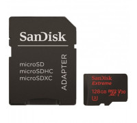 Карта памяти micro SDXC 128Gb SanDisk; Extreme Action; Class 10; V30 UHS-I 4K; Wiith SD-adapter (SDSQXVF-128G-GN6MA)