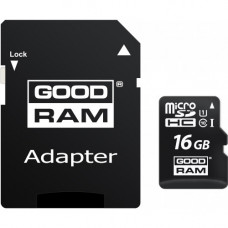 Карта памяти micro SDHC 16Gb GoodRAM; Class 10 UHS-I; With SD-adapter (M1A4-0160R11)