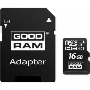 Карта памяти micro SDHC 16Gb GoodRAM; Class 10 UHS-I; With SD-adapter (M1A4-0160R11)