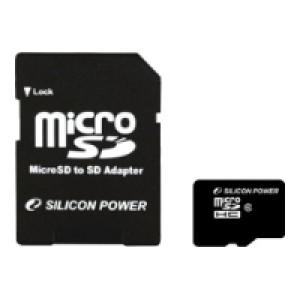 Карта памяти micro SDHC 16Gb Silicon Power; Class 10; With SD-adapter (SP016GBSTH010V10SP)