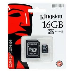 Карта памяти micro SDHC 16Gb Kingston; Class 4; With SD-adapter (SDC4/16GB)