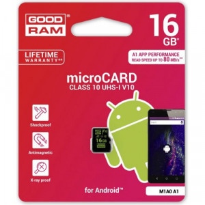 Карта памяти micro SDHC 16Gb GoodRAM; Class 10 V30 UHS-I; No adapter (M1A0-0160R11-A1)