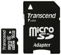 Карта памяти micro SDHC 16Gb Transcend (TS16GUSDHC6); Class 6; with SD adapter