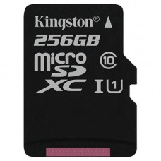 Карта памяти micro SDXC 256Gb Kingston; Class 10 UHS-I; With SD-adapter (SDC10G2/256GB)