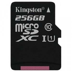 Карта памяти micro SDXC 256Gb Kingston; Class 10 UHS-I; With SD-adapter (SDC10G2/256GB)