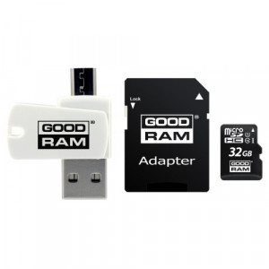 Карта памяти micro SDHC 32Gb GoodRAM; Class 10; With SD-adapter + OTG reader (M1A4-0320R11)