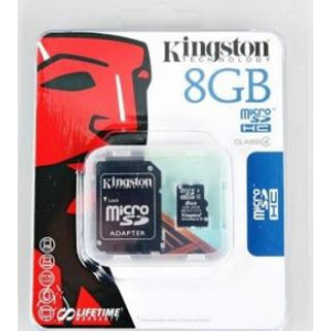 Карта памяти micro SDHC 8Gb Kingston; Class 4; With SD-adapter (SDC4/8GB)