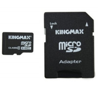 Карта памяти micro SDHC 8Gb Kingmax; (KM08GMCSDHC41A); Class 4; with SD-adapter
