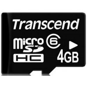 Карта памяти micro SDHC 4Gb Transcend (TS4GUSDC6); Class 6; No adapter