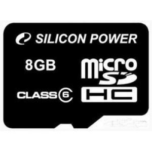 Карта памяти micro SDHC 8Gb Silicon Power; Class 6; No adapter (SP008GBSTH006V10)