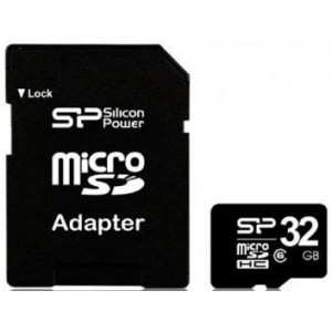 Карта памяти micro SDHC 32Gb Silicon Power; Class 6; with SD-adapter (SP032GBSTH006V10-SP)