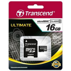 Карта памяти micro SDHC 16Gb Transcend; Class 10; With SD-adapter (TS16GUSDHC10)