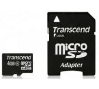 Карта памяти micro SDHC 4Gb Transcend; Class 4; With SD-adapter (TS4GUSDHC4)