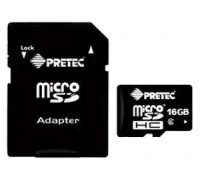 Карта памяти micro SDHC 16Gb Pretec; (STC16G-SA); Class 6; with SD-adapter