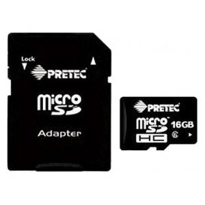 Карта памяти micro SDHC 16Gb Pretec; (STC16G-SA); Class 6; with SD-adapter