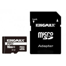 Карта памяти micro SDHC Pro 16Gb Kingmax; (KM16GMCSDUHSP1A); Class 10; with SD-adapter