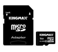 Карта памяти micro SDHC 16Gb Kingmax; (KM16GMCSDHC101A); Class 10; with SD-adapter