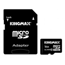 Карта памяти micro SDHC 16Gb Kingmax; (KM16GMCSDHC101A); Class 10; with SD-adapter