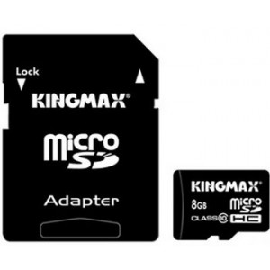 Карта памяти micro SDHC 8Gb Kingmax; (KM08GMCSDHC101A); Class 10; with SD-adapter