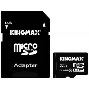 Карта памяти micro SDHC 32Gb Kingmax; (KM32GMCSDHC61A); Class 6; with SD-adapter