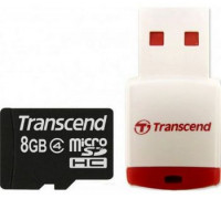 Карта памяти micro SDHC 8Gb Transcend (ТS8GUSDHC4-P3); Class 4; with (RDP3) Card reader