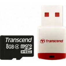 Карта памяти micro SDHC 8Gb Transcend (ТS8GUSDHC4-P3); Class 4; with (RDP3) Card reader