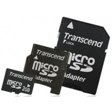 Карта памяти micro SD 2Gb Transcend (TS2GUSD2); with SD & mini SD adapter