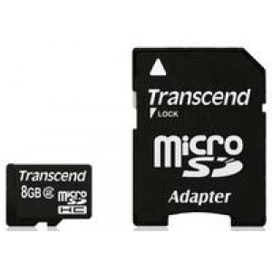 Карта памяти micro SDНС 8Gb Transcend with SD-adapter