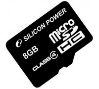 Карта памяти micro SDHC 8Gb Silicon Power; Class 4; No adapter (SP008GBSTH004V10)