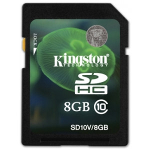 Карта памяти SDHC 8Gb Kingston (SD10V/8GB); class 10