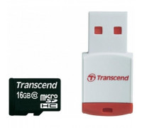 Карта памяти micro SDHC 16Gb Transcend; Class 10; With Card Reader (TS16GUSDHC10-P3)