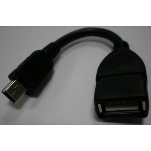 Переходник OTG; mini USB to USB; 10cm; Black; Lux
