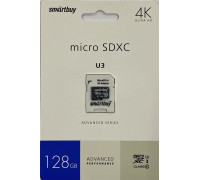 Карта памяти micro SDXC 128Gb Smartbuy U3 V30 A1; Class 10; whith adapter