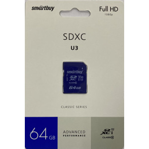 Карта памяти SDXC 64b Smartbuy; Class 10; U3